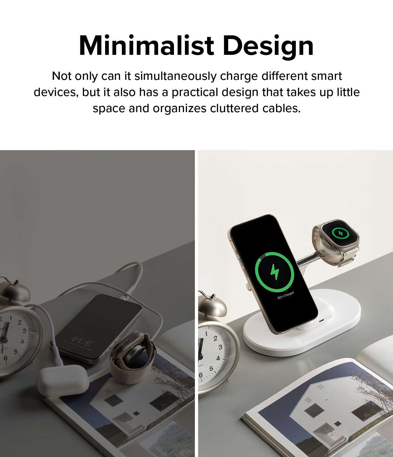 3-in-1 Wireless Charger Stand, bianco
