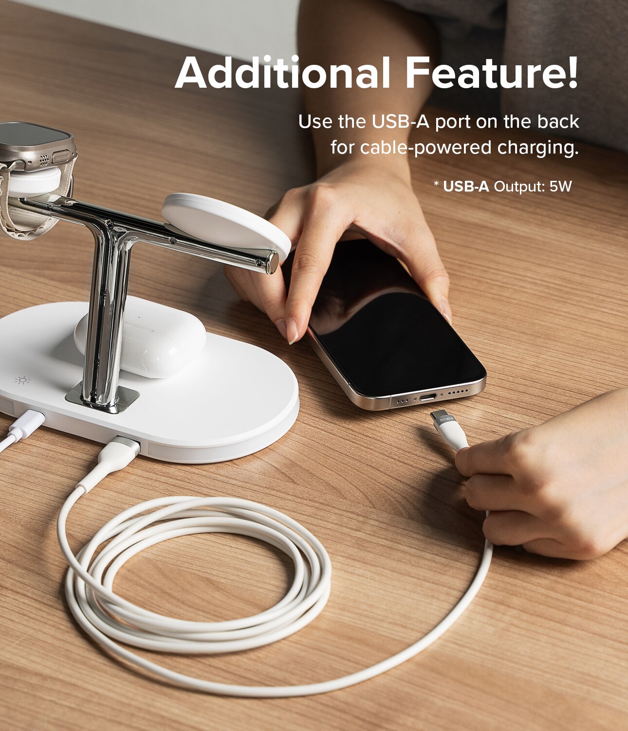 3-in-1 Wireless Charger Stand, bianco