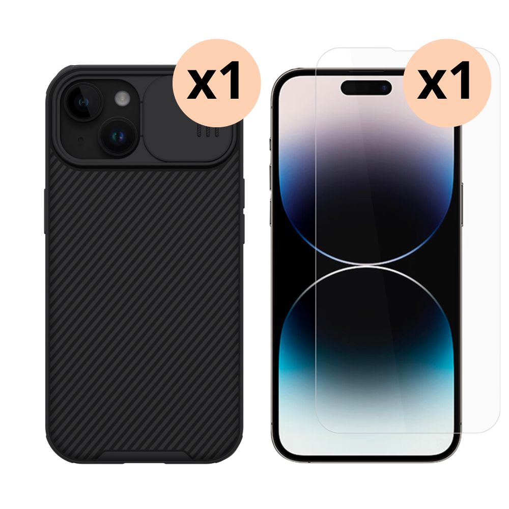 Kit per iPhone 15: Cover CamShield e proteggischermo