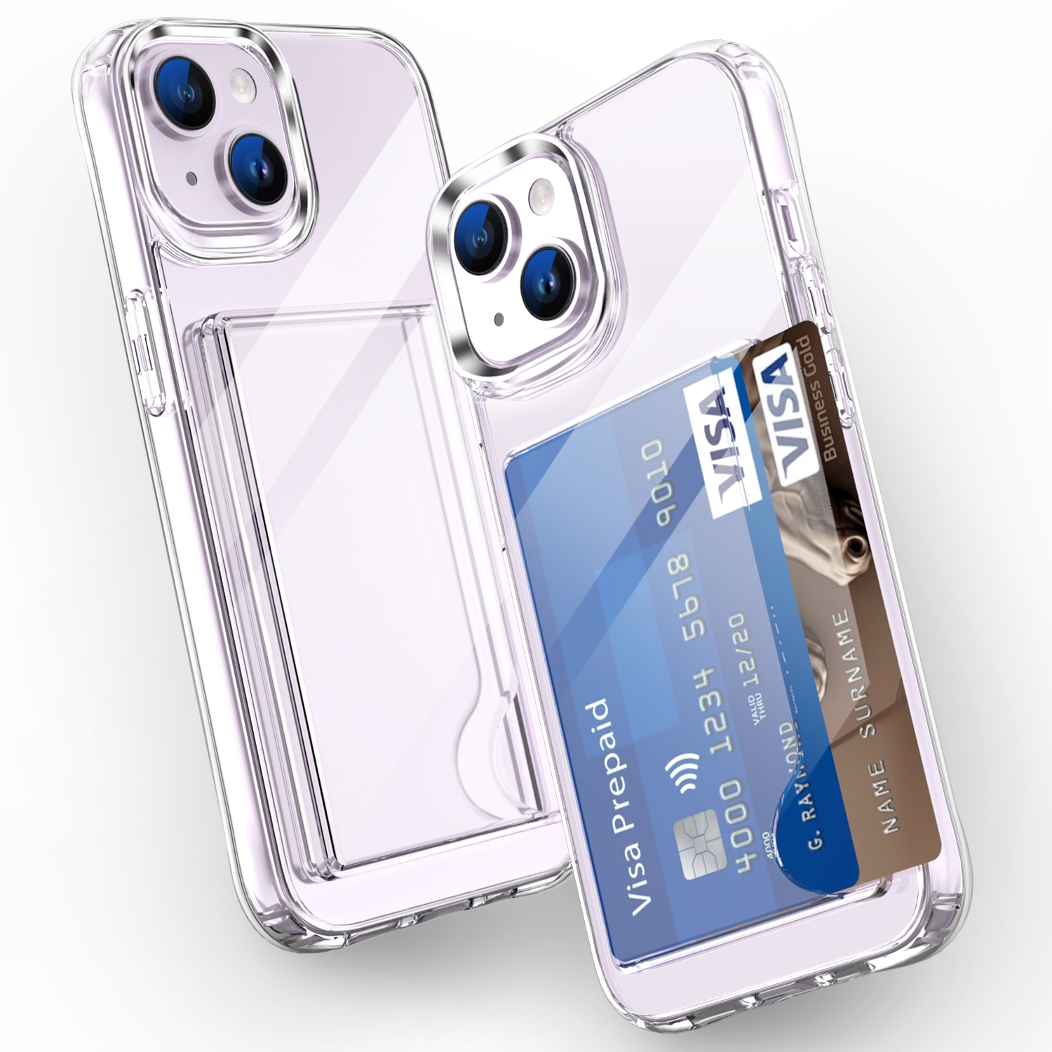 Cover ibride portacarte iPhone 15 trasparente