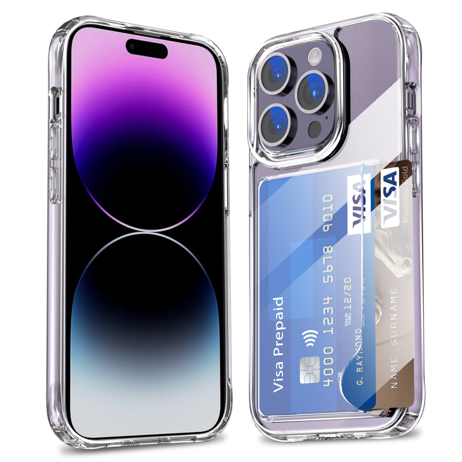 Cover ibride portacarte iPhone 15 Pro trasparente