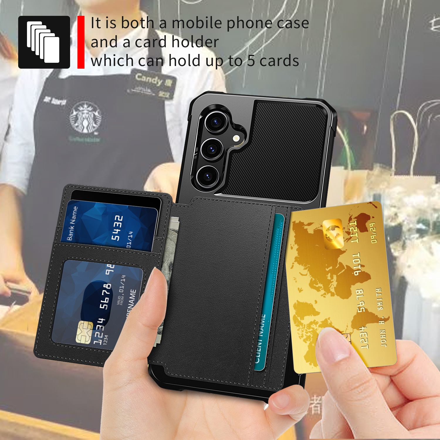 Cover con portacarte Tough Multi-slot Samsung Galaxy S23 FE nero