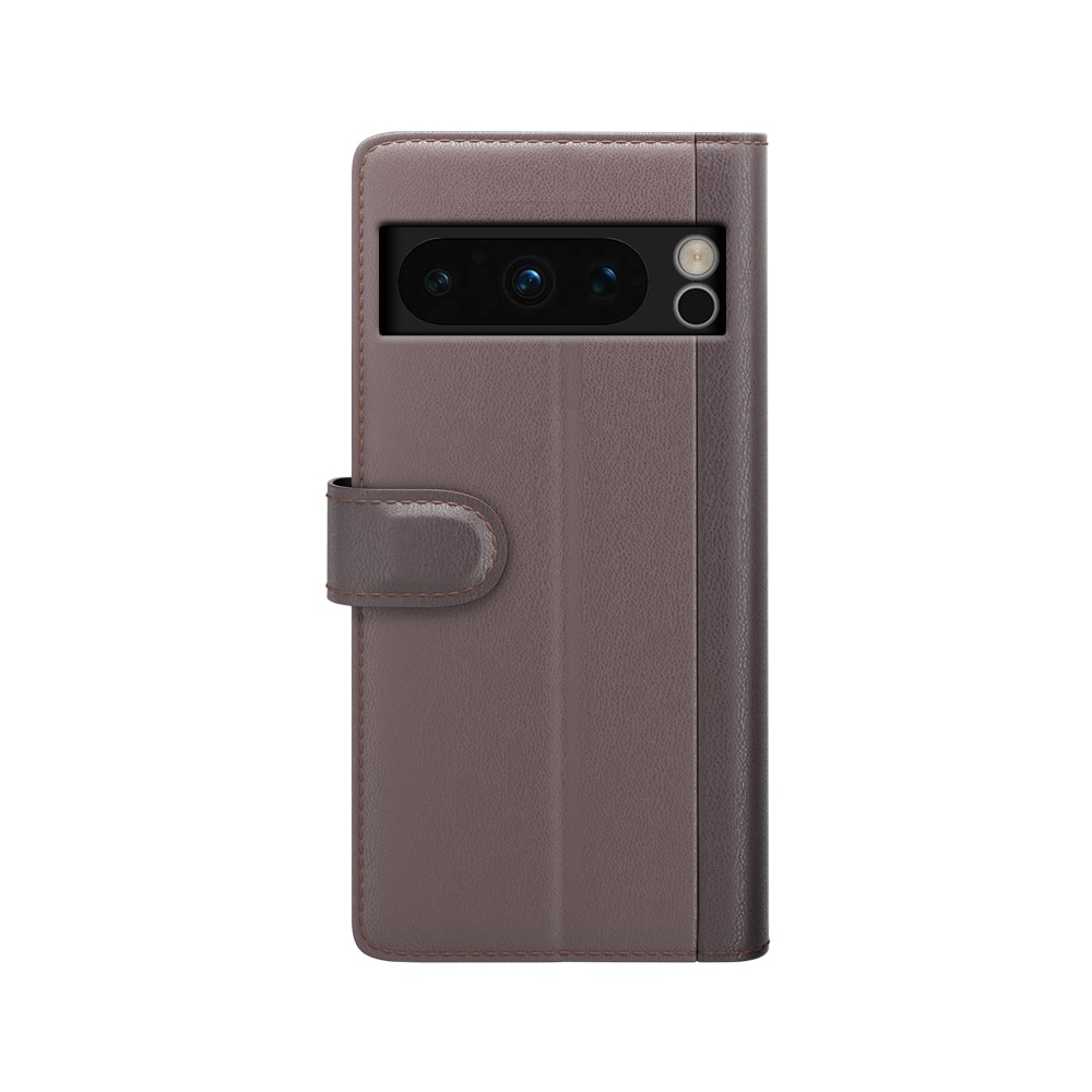 Custodia a portafoglio in vera pelle Google Pixel 8 Pro, Marrone