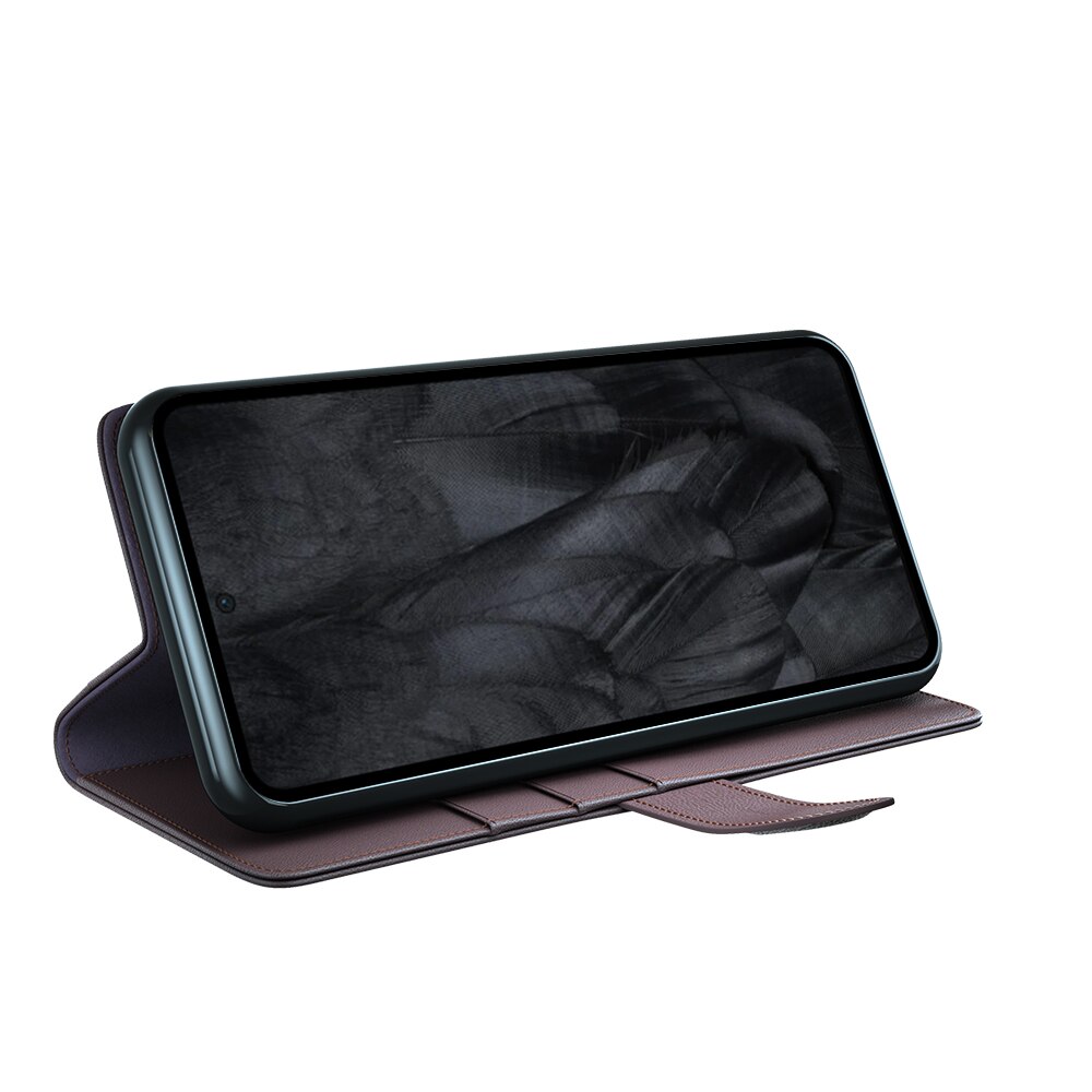 Custodia a portafoglio in vera pelle Google Pixel 8 Pro, Marrone