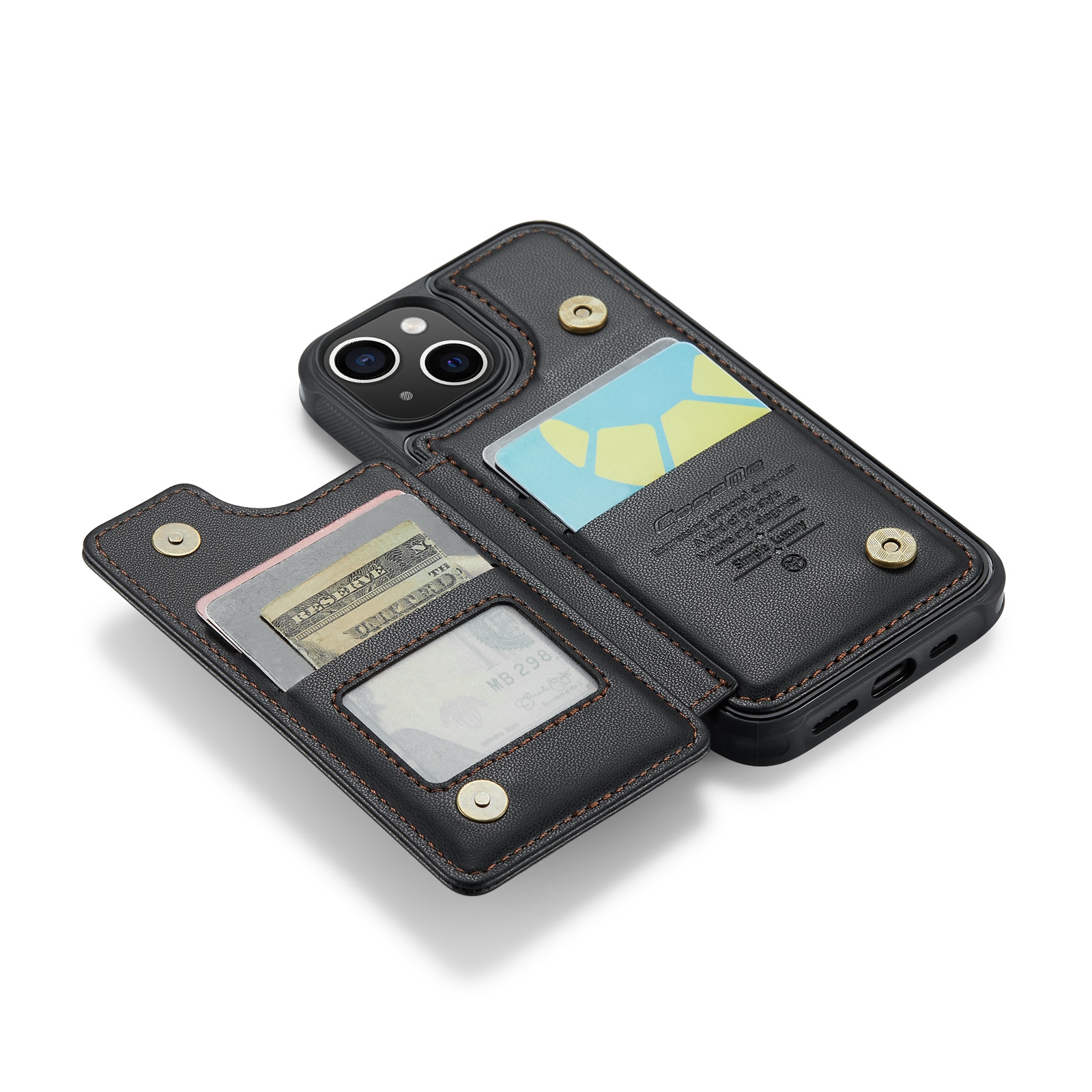 Cover con portacarte anti-RFID iPhone 15 nero