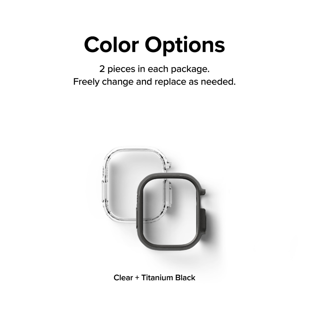 Cover Slim (2 pezzi) Apple Watch Ultra 2 49mm Titanium Black & Clear