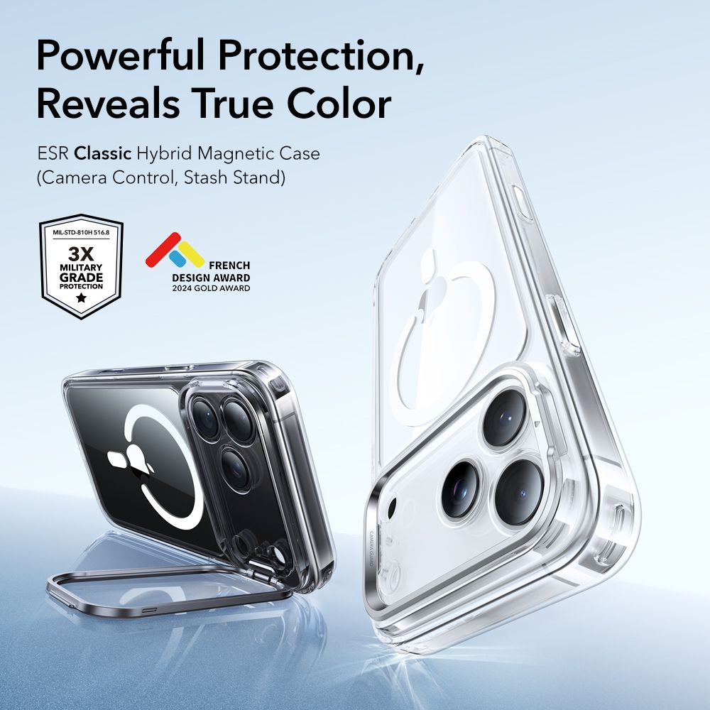 Classic Kickstand Halolock MagSafe iPhone 17 Pro Trasparente