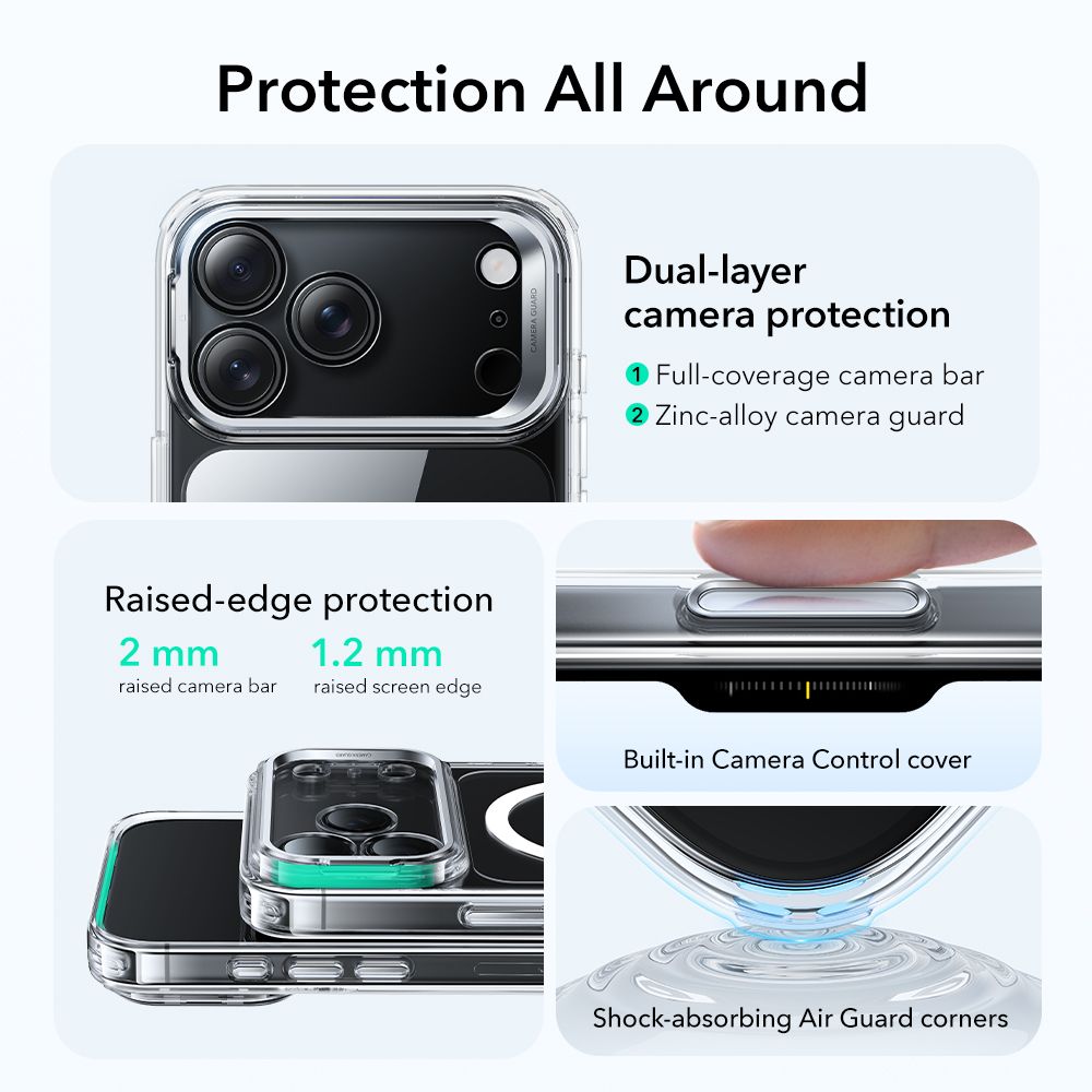 Classic Kickstand Halolock MagSafe iPhone 17 Pro Trasparente