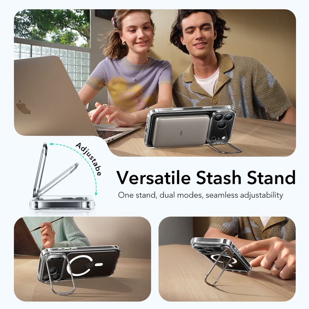 Classic Kickstand Halolock MagSafe iPhone 17 Pro Trasparente