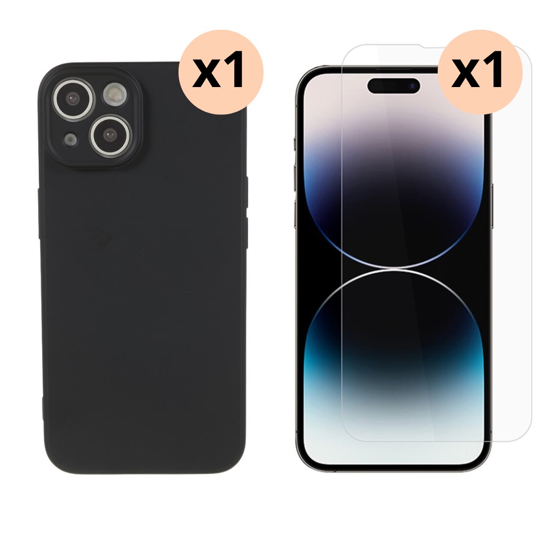 Kit per iPhone 15: Cover TPU e proteggischermo