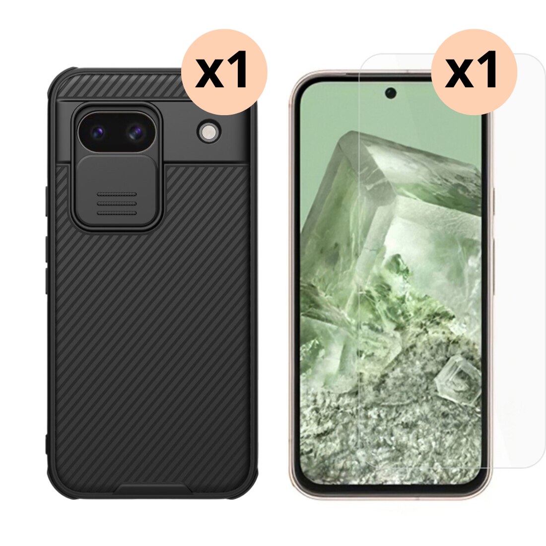 Kit per Google Pixel 8a  : Cover CamShield e proteggischermo