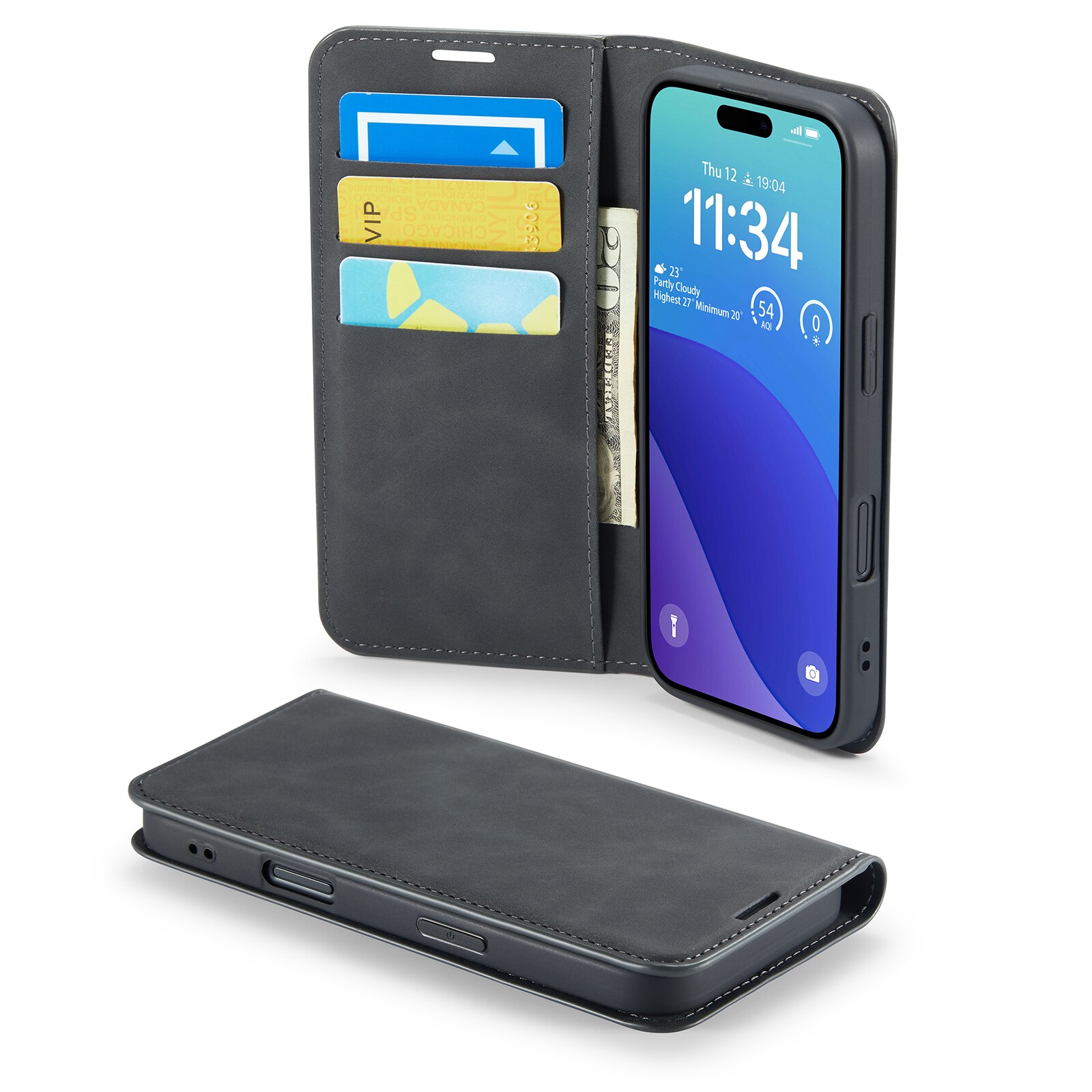 Cover portafoglio sottili iPhone 16 Pro Nero