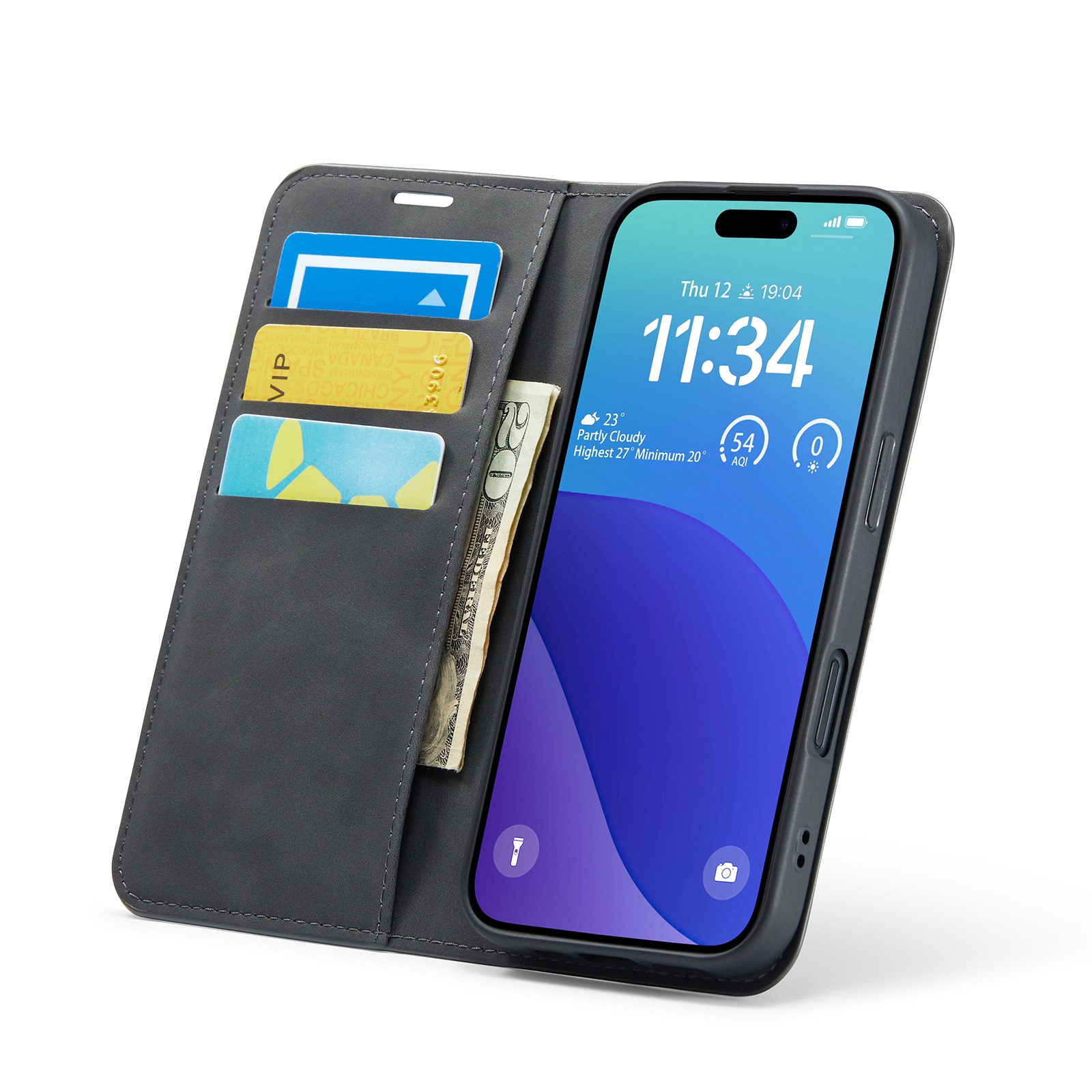 Cover portafoglio sottili iPhone 16 Pro Max Nero