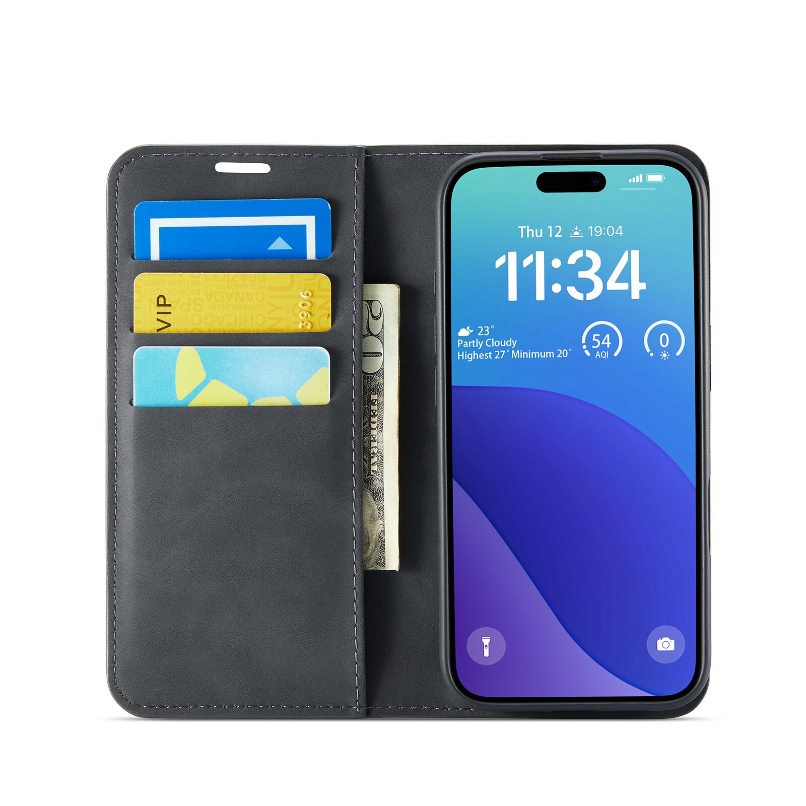 Cover portafoglio sottili iPhone 16 Pro Max Nero