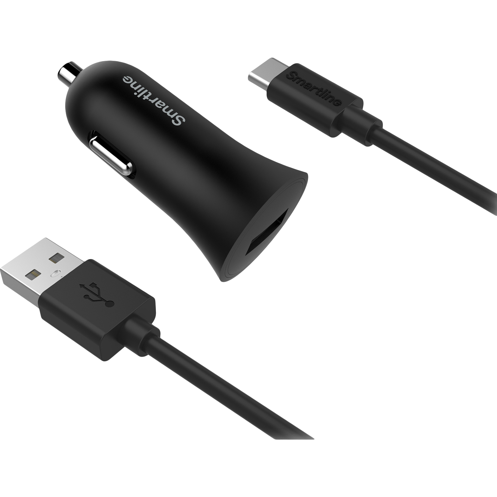 Caricabatterie auto e cavo da USB-A a USB-C 1 metro Nero