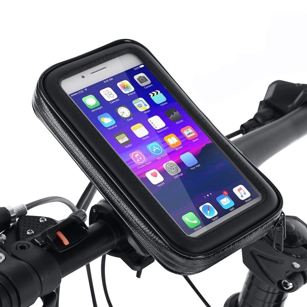 Supporto impermeabile per telefono cellulare per bicicletta/motocicletta, L, nero