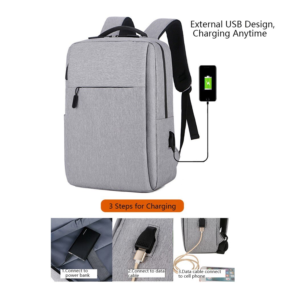 Zaino in nylon resistente all'acqua per laptop fino a 16 pollici, grigio