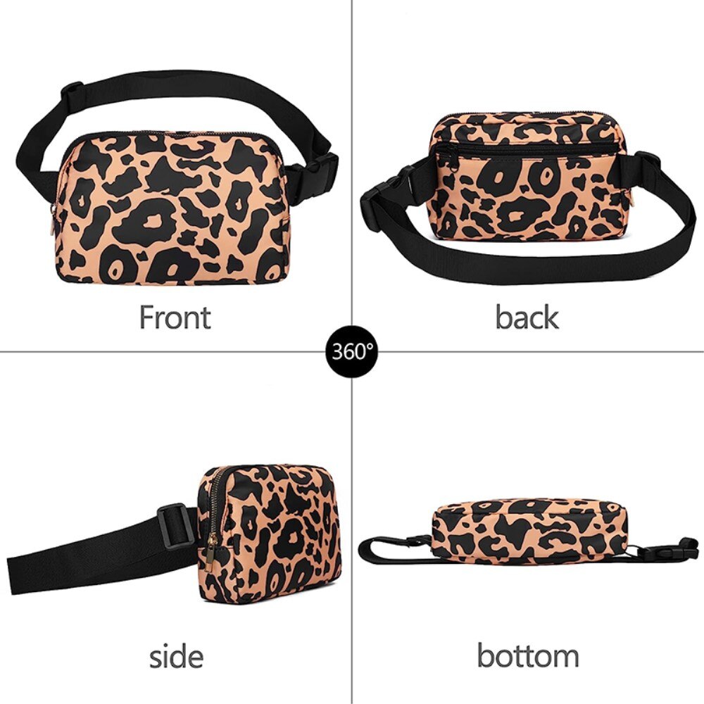 Borsa a tracolla in nylon, leopardo