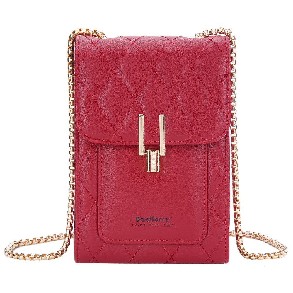 Quilted Crossbody Mini Wallet rosso