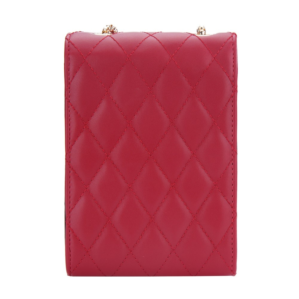 Quilted Crossbody Mini Wallet rosso