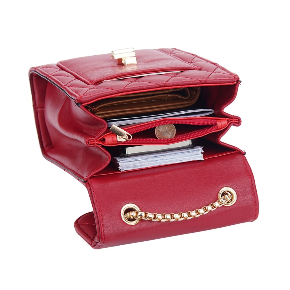 Quilted Crossbody Mini Wallet rosso