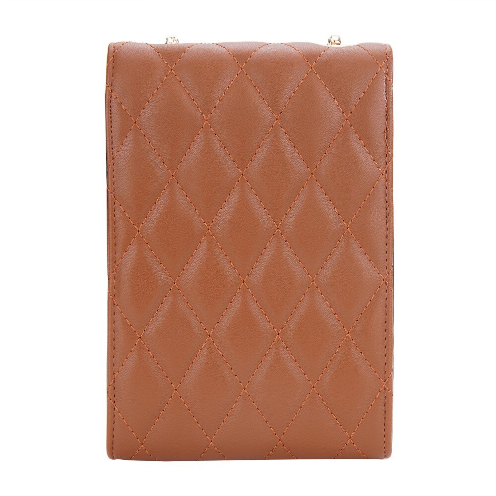 Quilted Crossbody Mini Wallet marrone