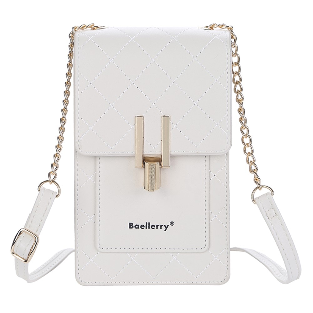 Quilted Crossbody Mini Wallet bianco