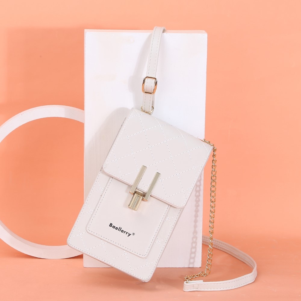 Quilted Crossbody Mini Wallet bianco