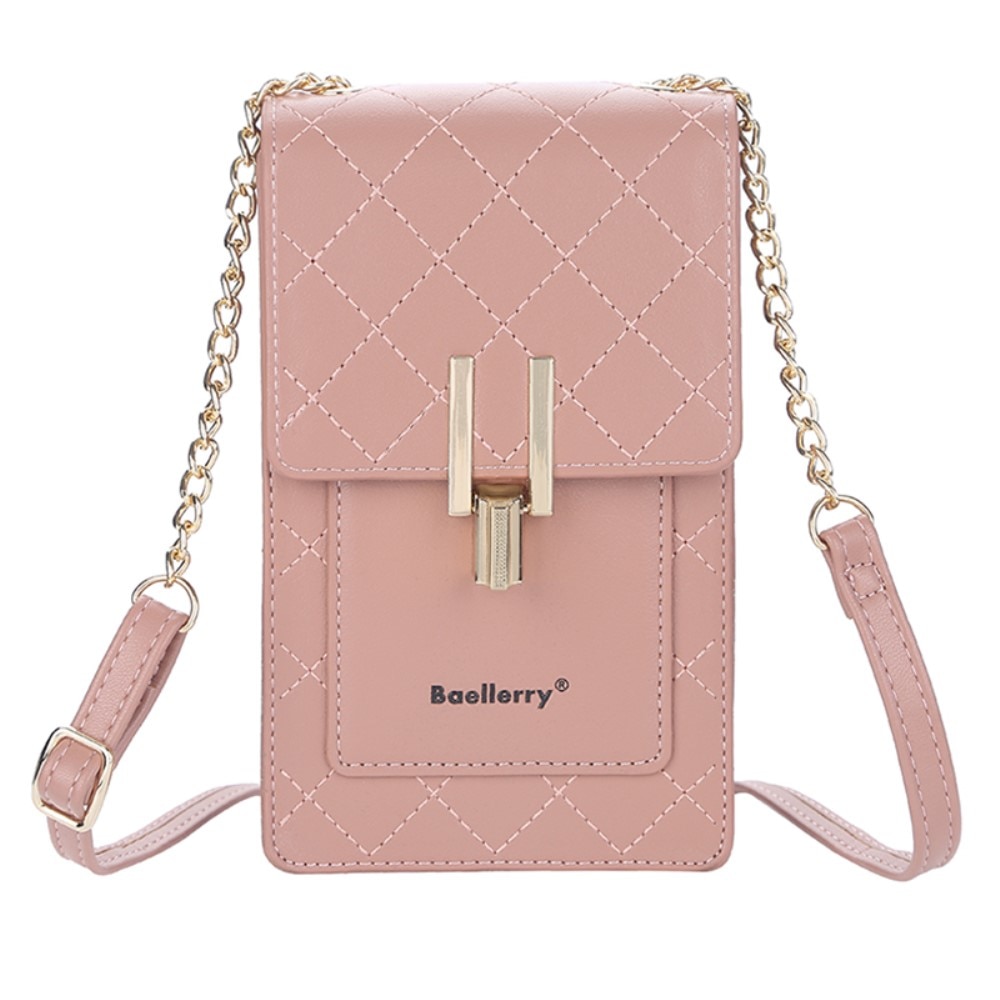 Quilted Crossbody Mini Wallet rosa