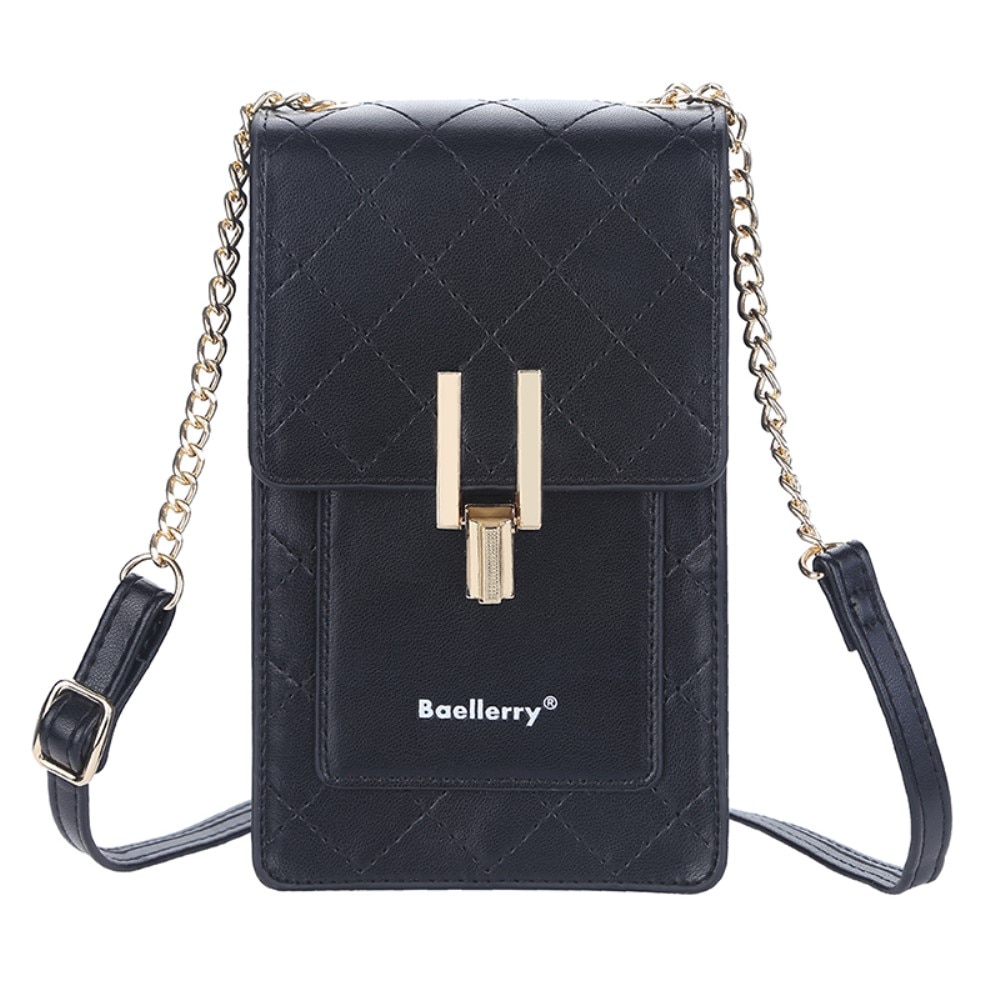 Quilted Crossbody Mini Wallet nero