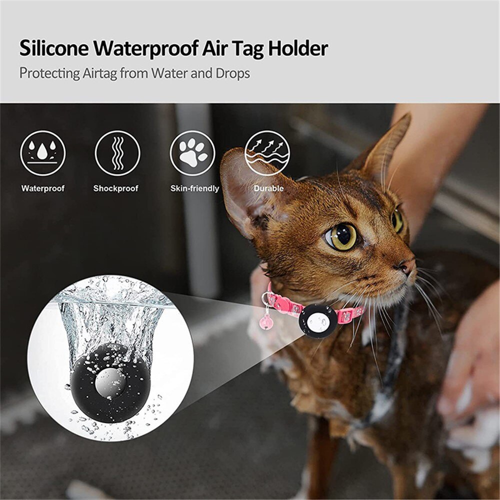 Collare per gatti Apple AirTag con impronta riflettente,  Rosa