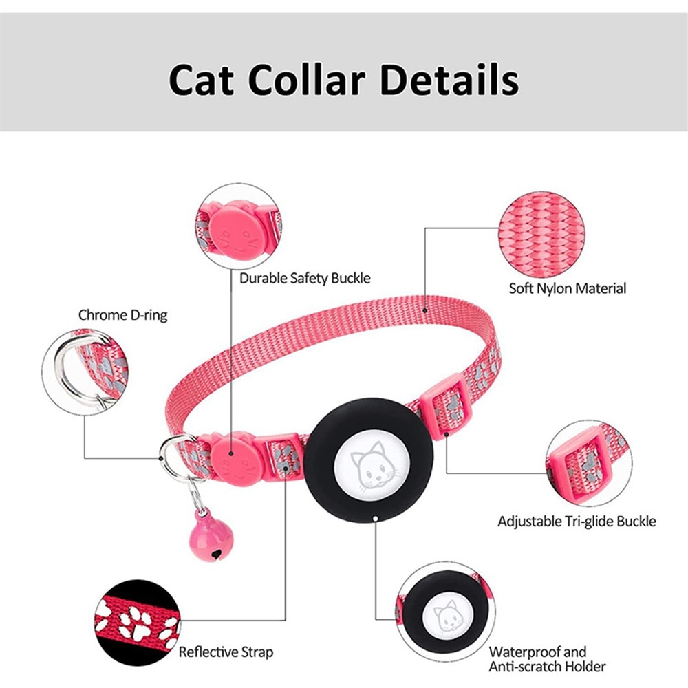 Collare per gatti Apple AirTag con impronta riflettente,  Rosa