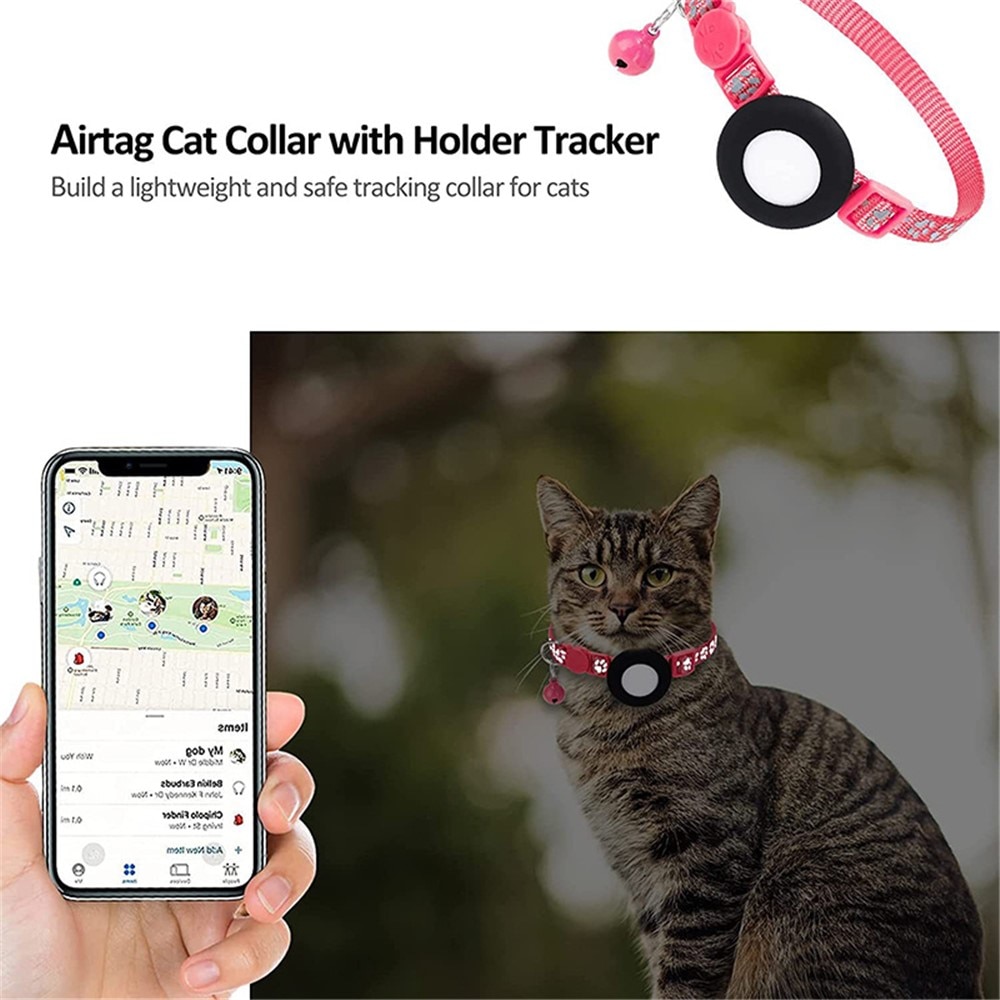 Collare per gatti Apple AirTag con impronta riflettente,  Rosa