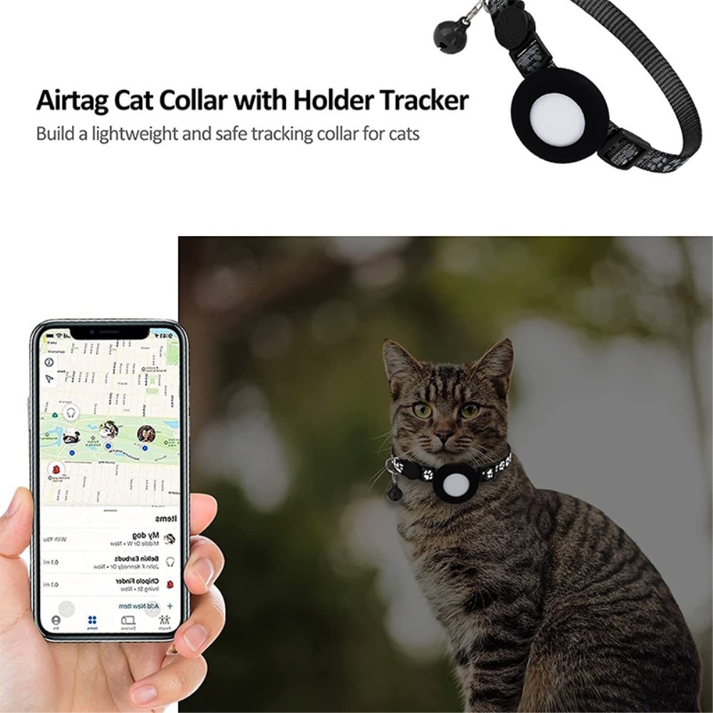 Collare per gatti Apple AirTag con impronta riflettente, nero