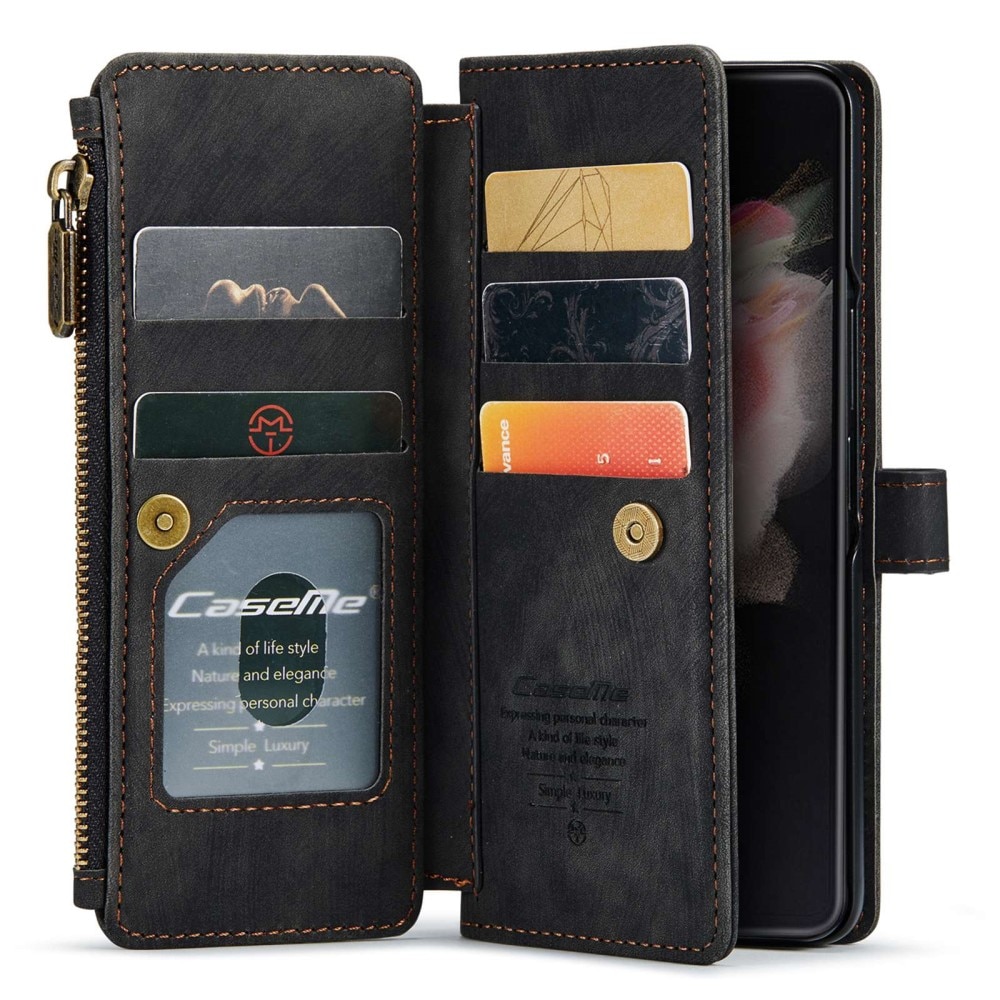 Custodie a portafoglio Zipper Samsung Galaxy Z Fold 4 Nero