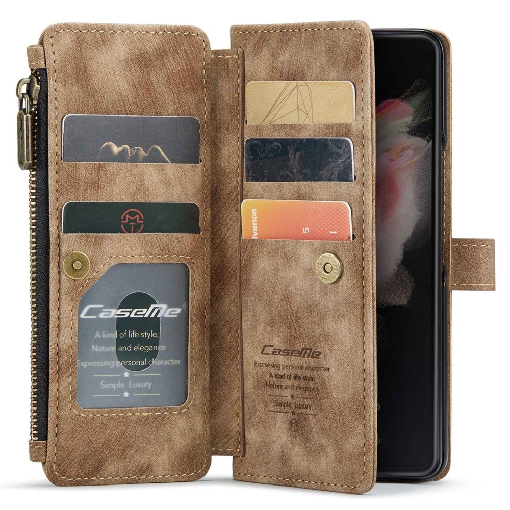 Custodie a portafoglio Zipper Samsung Galaxy Z Fold 4 Marrone