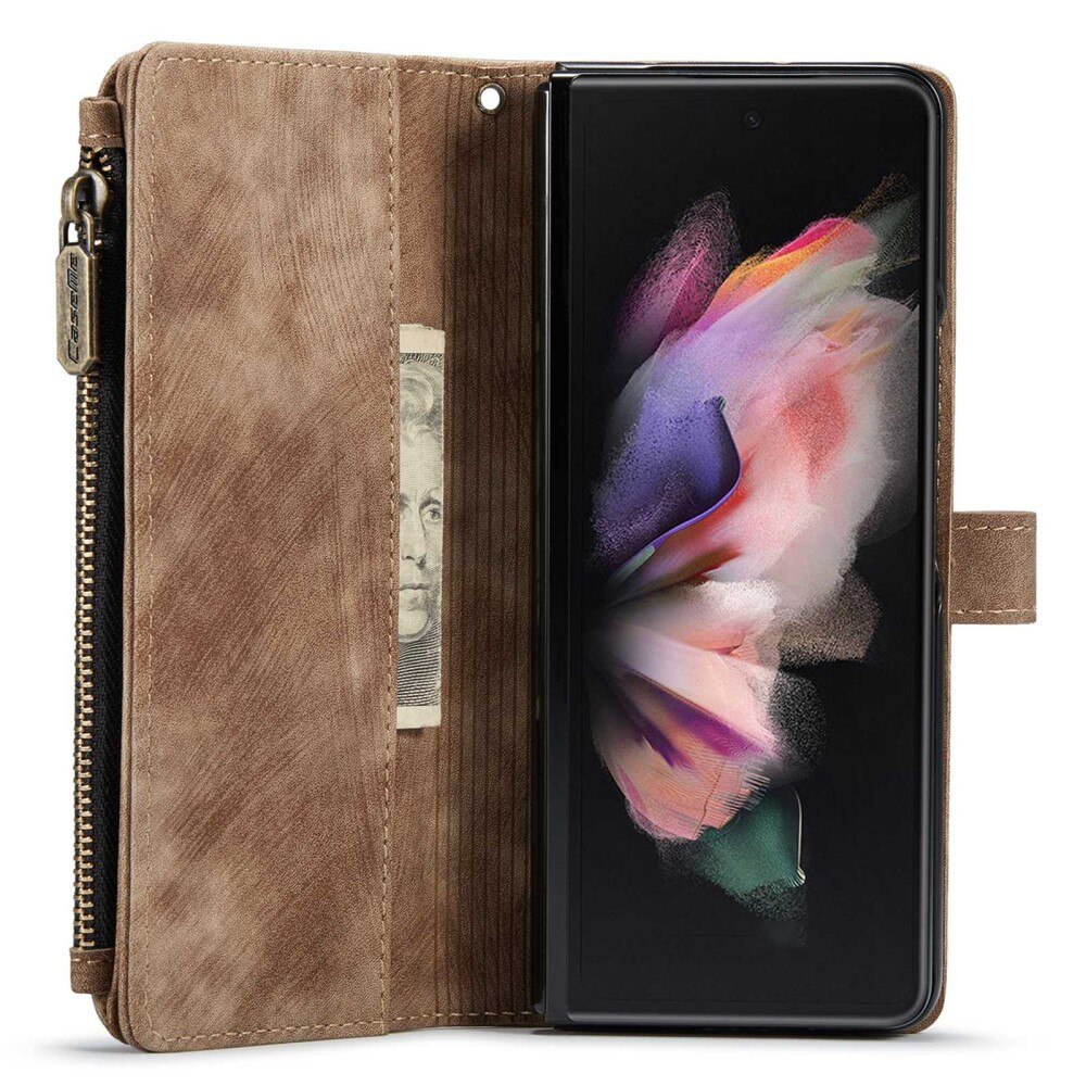 Custodie a portafoglio Zipper Samsung Galaxy Z Fold 4 Marrone