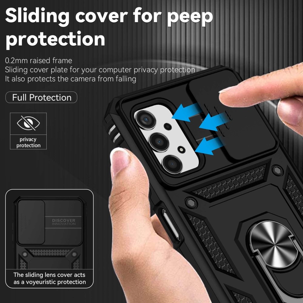 Cover ibride con anello e protezione fotocamera Samsung Galaxy A13 Nero