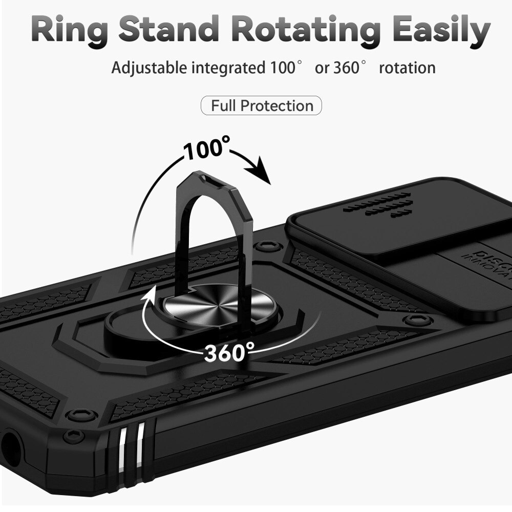 Cover ibride con anello e protezione fotocamera Samsung Galaxy A13 Nero