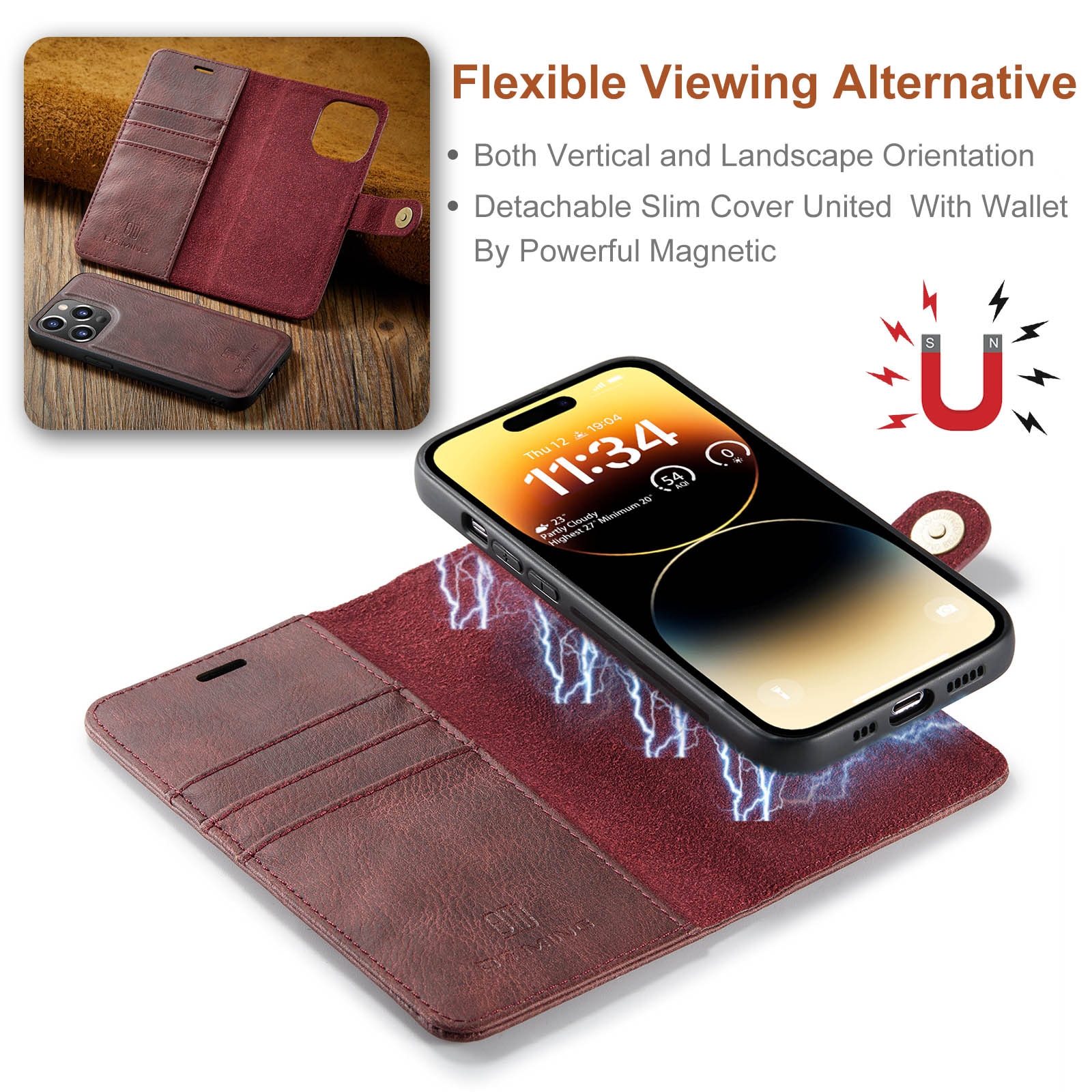 Cover portafoglio Magnet Wallet iPhone 15 Pro Red