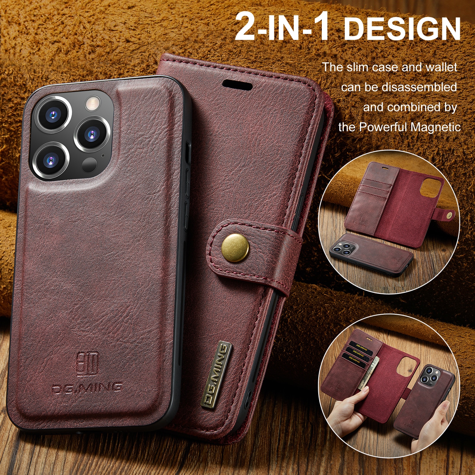 Cover portafoglio Magnet Wallet iPhone 14 Pro Red