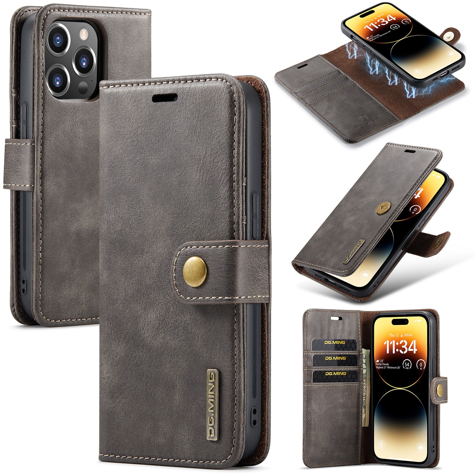 Cover portafoglio Magnet Wallet iPhone 15 Pro Max Brown