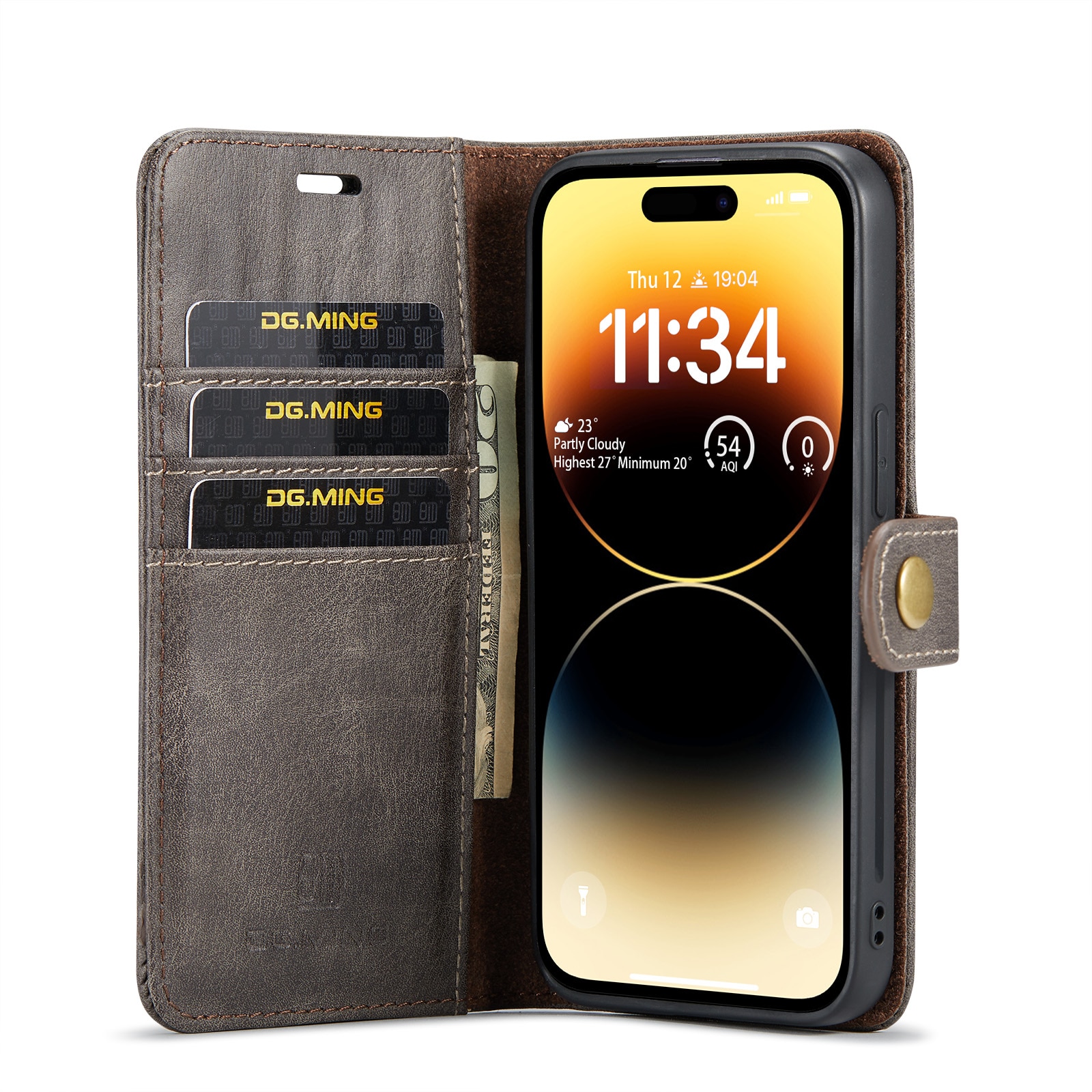 Cover portafoglio Magnet Wallet iPhone 14 Pro Brown