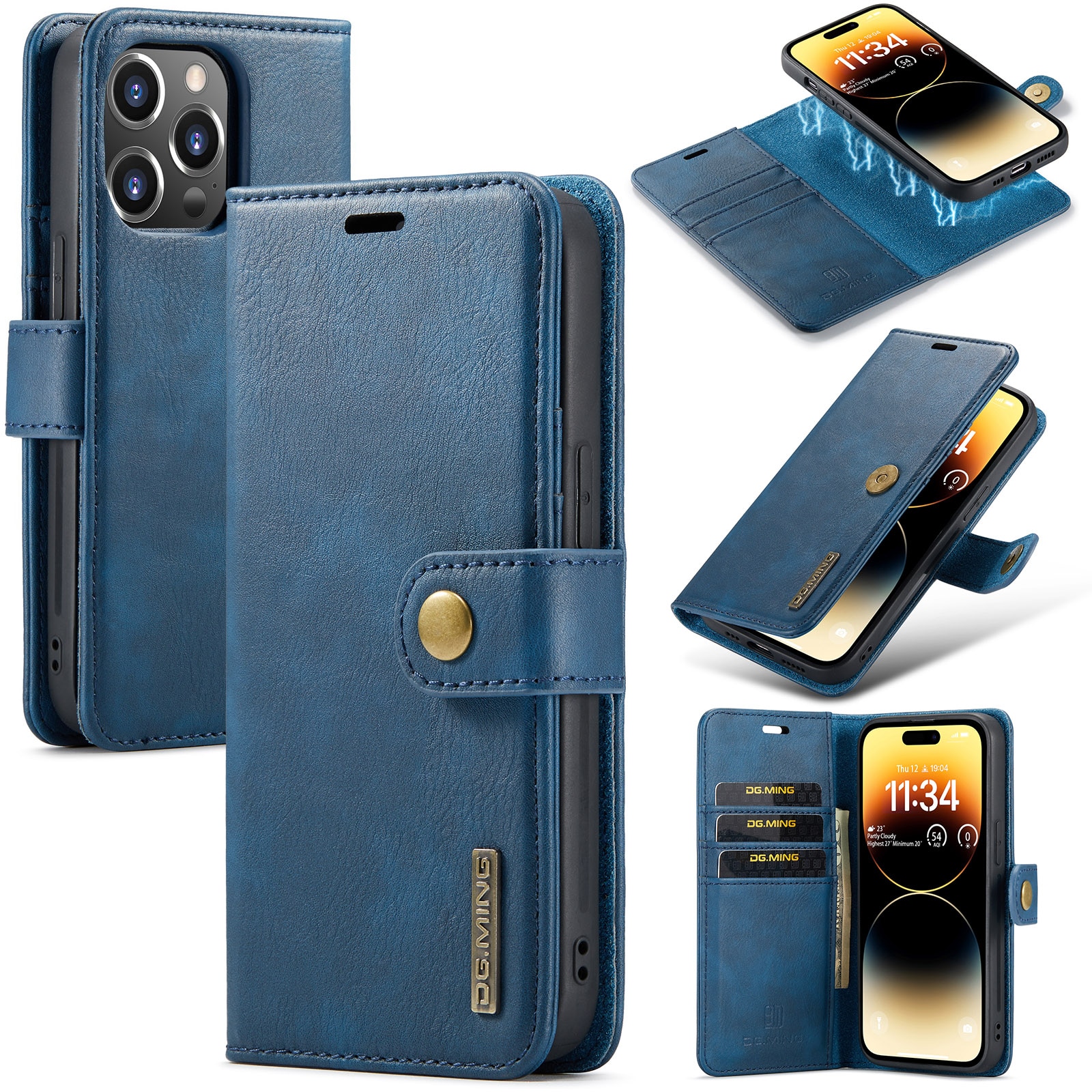 Cover portafoglio Magnet Wallet iPhone 14 Pro Max Blue
