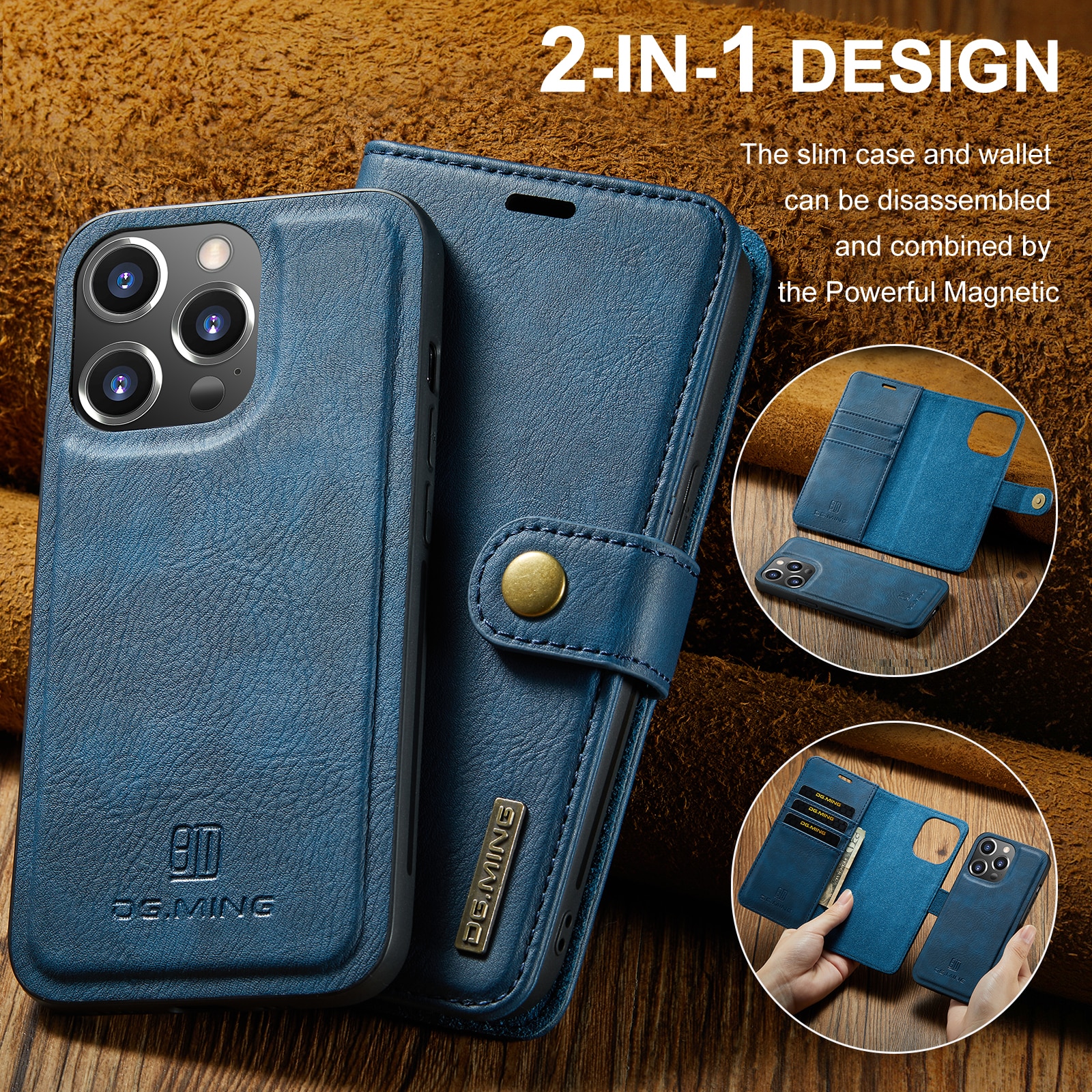 Cover portafoglio Magnet Wallet iPhone 14 Pro Blue