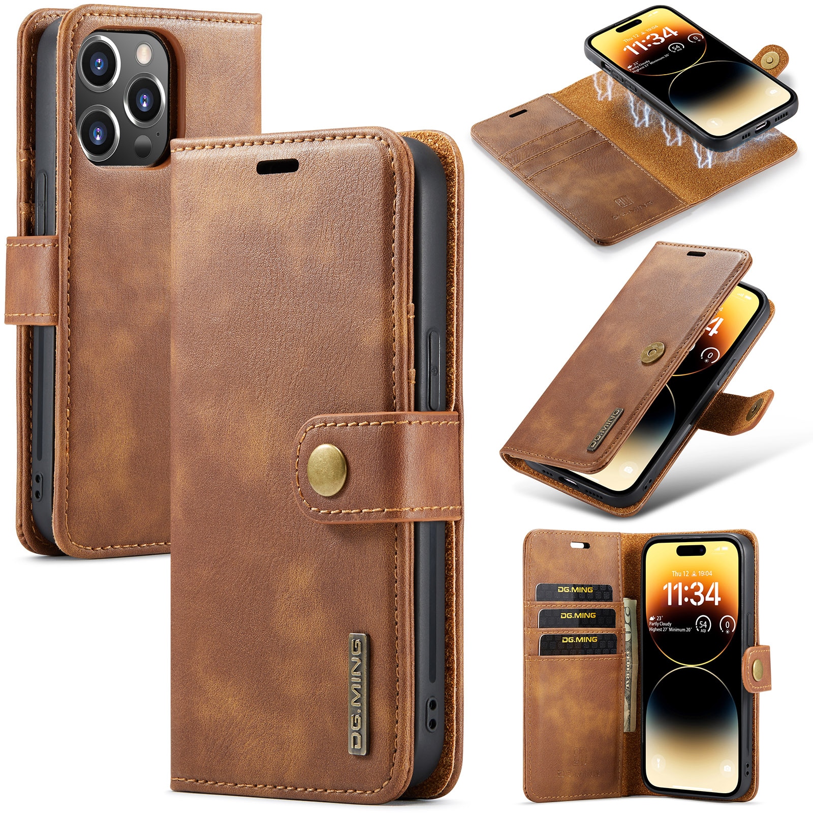 Cover portafoglio Magnet Wallet iPhone 14 Pro Cognac