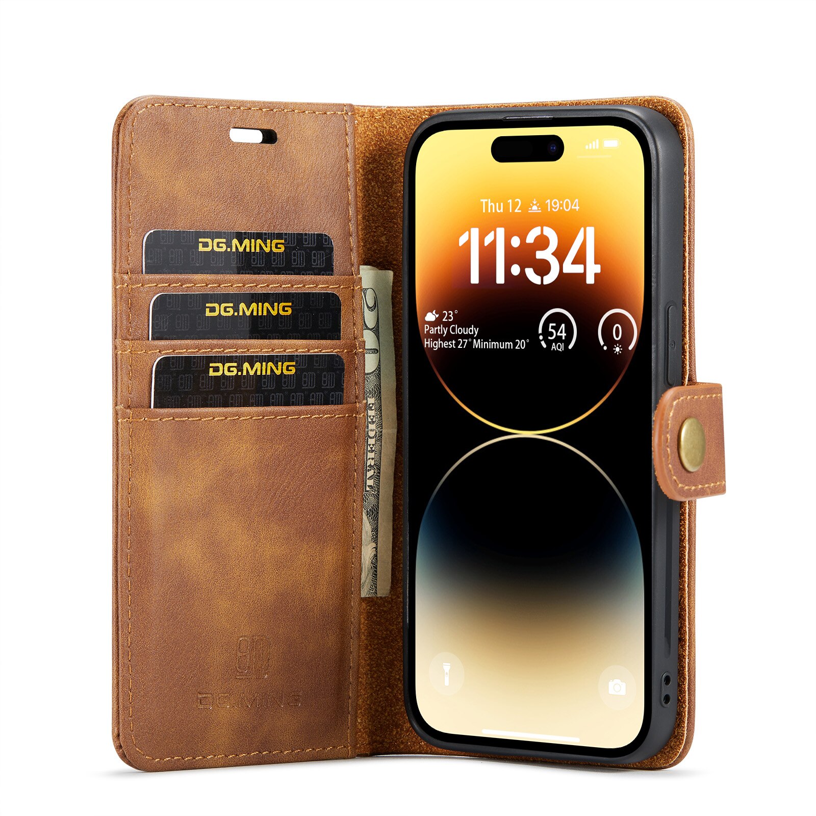 Cover portafoglio Magnet Wallet iPhone 14 Pro Cognac