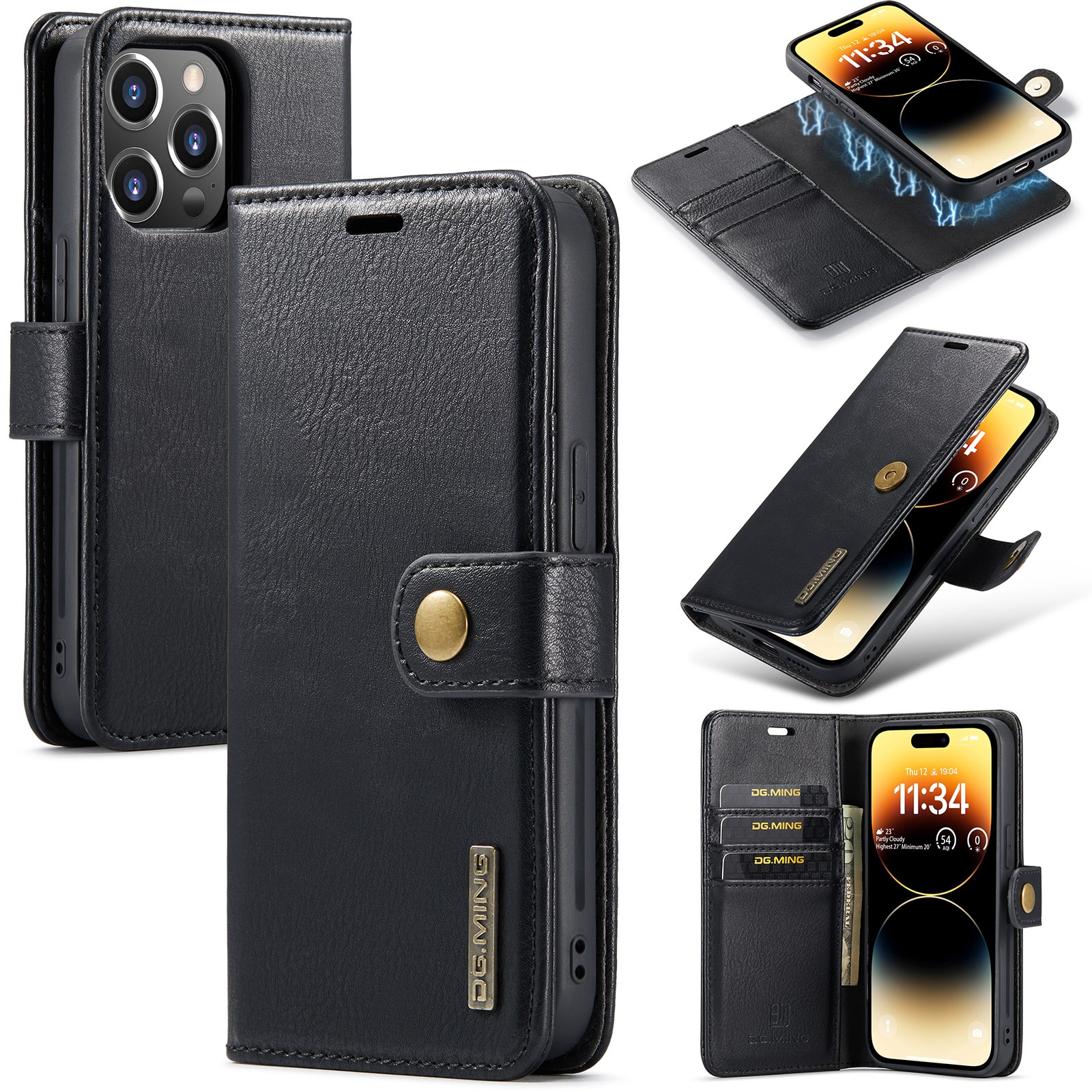 Cover portafoglio Magnet Wallet iPhone 15 Pro Max Black