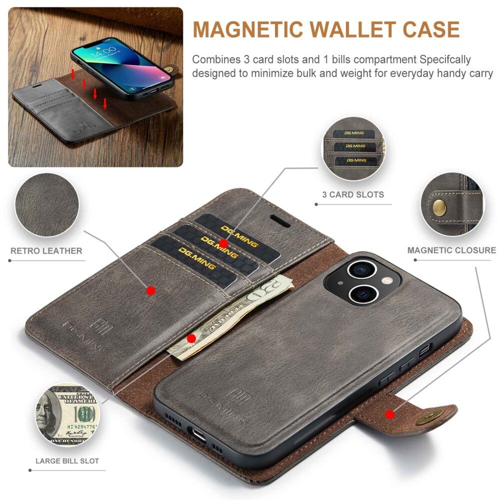 Cover portafoglio Magnet Wallet iPhone 14 Plus Brown