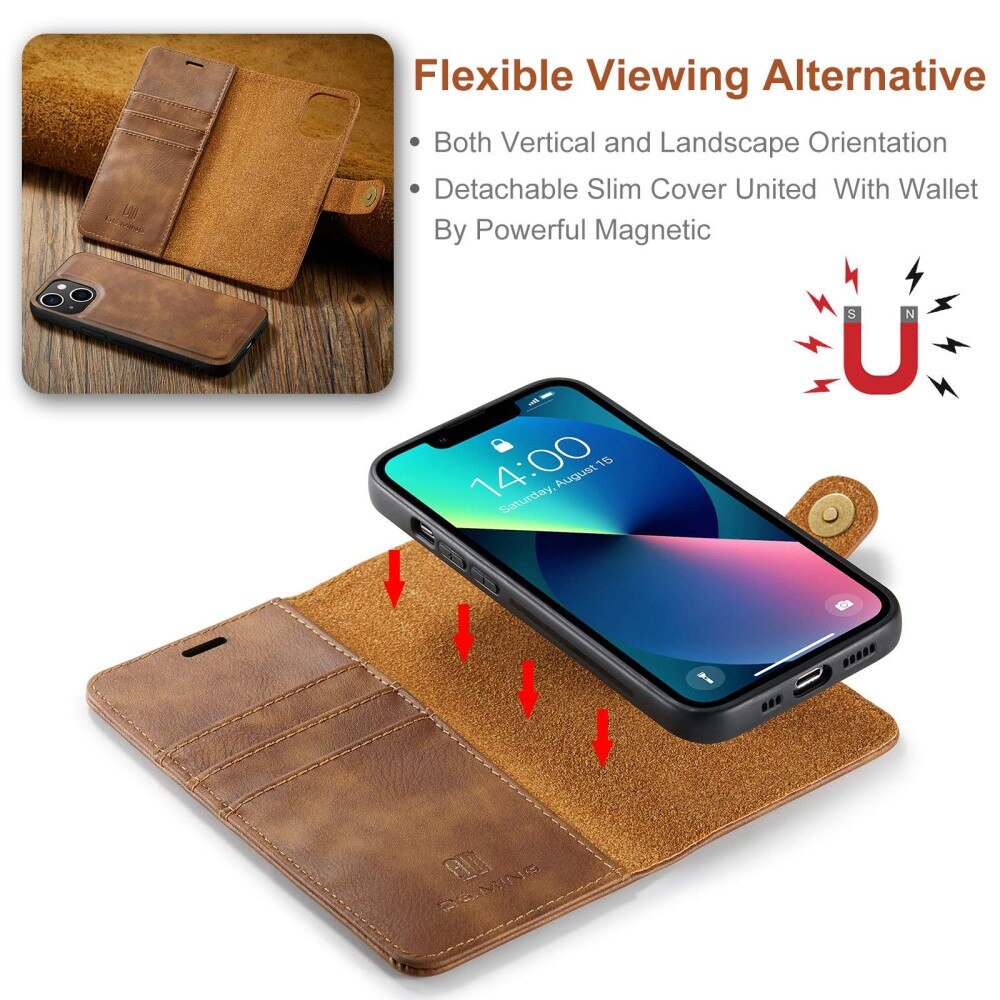 Cover portafoglio Magnet Wallet iPhone 14 Plus Marrone
